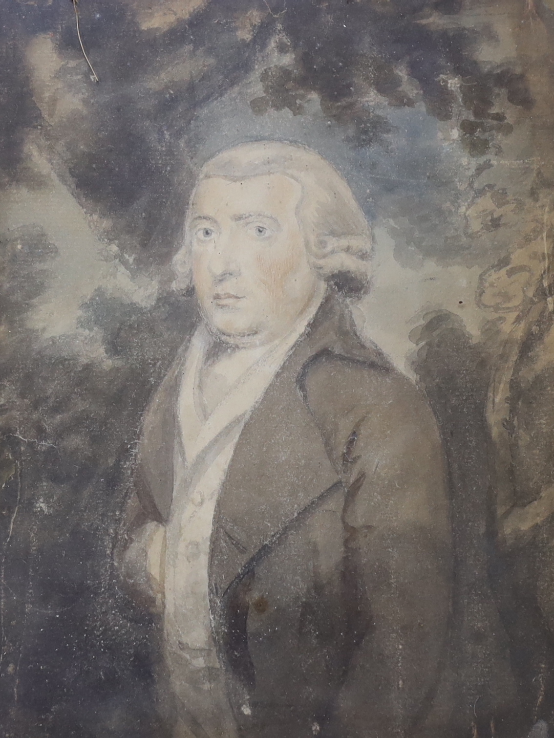 Late 18th century English school, pair of watercolours, Lady and gentleman, one inscribed verso Mr George Markwick, 1762, each 26cm x 20cm